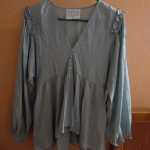 Boho green blouse